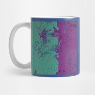 Fiber Art: Purple Teal Blue Green Abstract from fabric with digital changes Mug